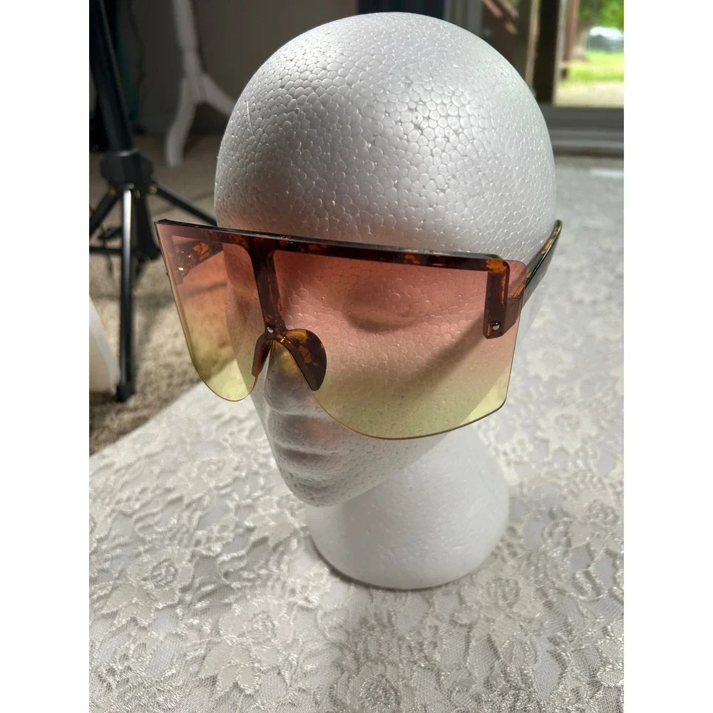 Oversized Big Shield Sunglasses Tortoise UV400 Y2K Rave Festival Statement